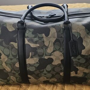 Coach Men's Green Camouflage Duffel Bag